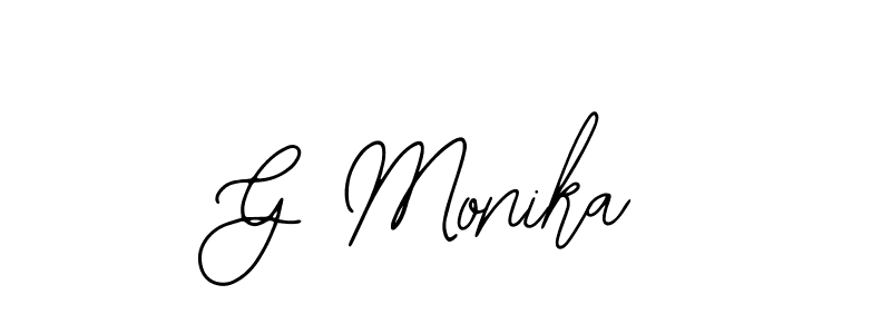 You should practise on your own different ways (Bearetta-2O07w) to write your name (G Monika) in signature. don't let someone else do it for you. G Monika signature style 12 images and pictures png