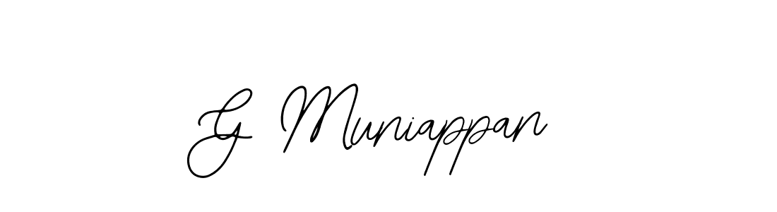 How to make G Muniappan name signature. Use Bearetta-2O07w style for creating short signs online. This is the latest handwritten sign. G Muniappan signature style 12 images and pictures png