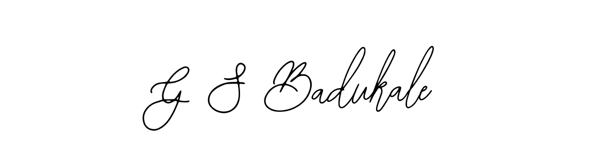 How to make G S Badukale name signature. Use Bearetta-2O07w style for creating short signs online. This is the latest handwritten sign. G S Badukale signature style 12 images and pictures png