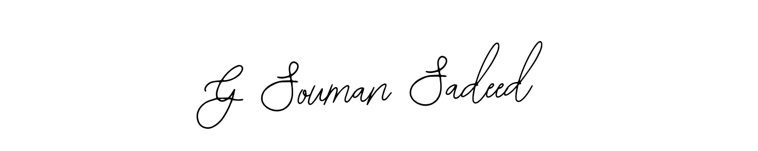 The best way (Bearetta-2O07w) to make a short signature is to pick only two or three words in your name. The name G Souman Sadeed include a total of six letters. For converting this name. G Souman Sadeed signature style 12 images and pictures png