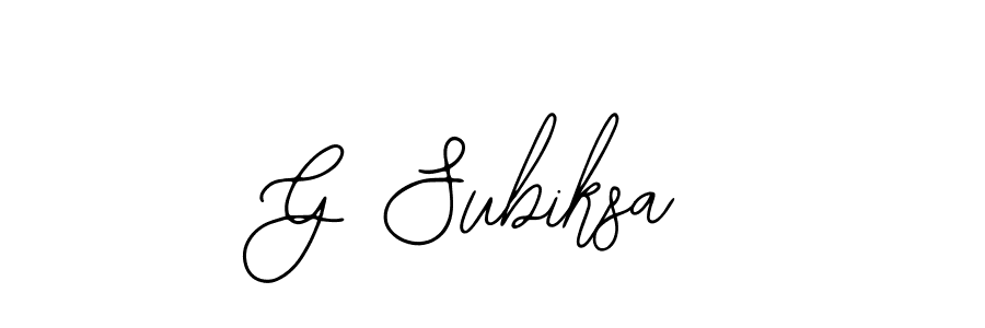 Use a signature maker to create a handwritten signature online. With this signature software, you can design (Bearetta-2O07w) your own signature for name G Subiksa. G Subiksa signature style 12 images and pictures png
