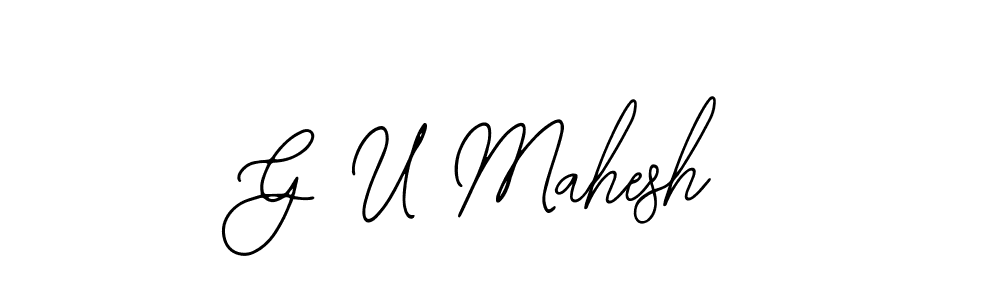 The best way (Bearetta-2O07w) to make a short signature is to pick only two or three words in your name. The name G U Mahesh include a total of six letters. For converting this name. G U Mahesh signature style 12 images and pictures png