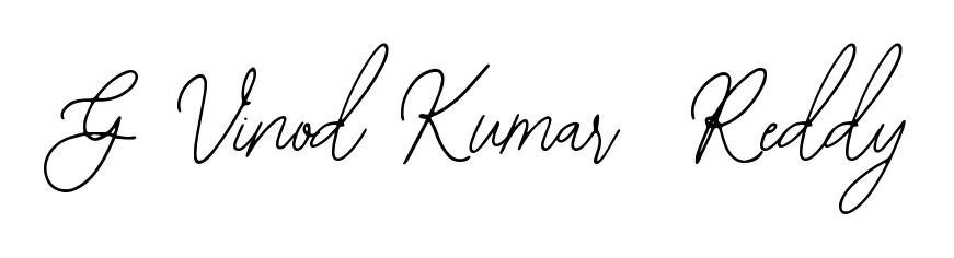 Download transparent PNG signature for name G Vinod Kumar  Reddy styled with Bearetta-2O07w font. Ready to paste directly into PDF and Word agreements. G Vinod Kumar  Reddy signature style 12 images and pictures png