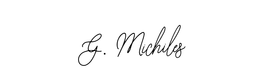 The best way (Bearetta-2O07w) to make a short signature is to pick only two or three words in your name. The name G. Michiles include a total of six letters. For converting this name. G. Michiles signature style 12 images and pictures png