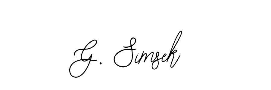 Also You can easily find your signature by using the search form. We will create G. Simsek name handwritten signature images for you free of cost using Bearetta-2O07w sign style. G. Simsek signature style 12 images and pictures png