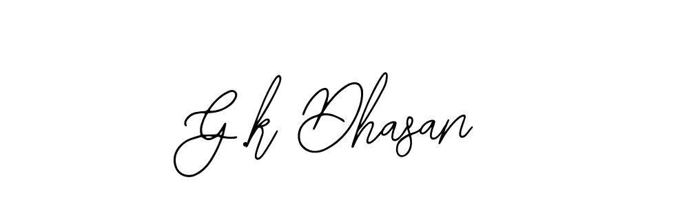 How to make G.k Dhasan name signature. Use Bearetta-2O07w style for creating short signs online. This is the latest handwritten sign. G.k Dhasan signature style 12 images and pictures png