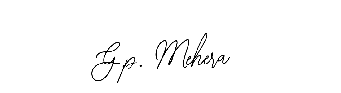 How to make G.p. Mehera name signature. Use Bearetta-2O07w style for creating short signs online. This is the latest handwritten sign. G.p. Mehera signature style 12 images and pictures png