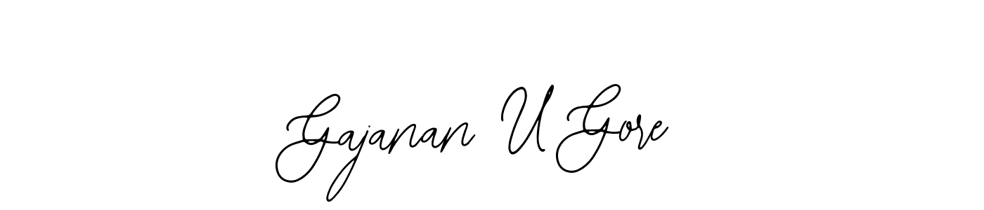 Bearetta-2O07w is a professional signature style that is perfect for those who want to add a touch of class to their signature. It is also a great choice for those who want to make their signature more unique. Get Gajanan U Gore name to fancy signature for free. Gajanan U Gore signature style 12 images and pictures png
