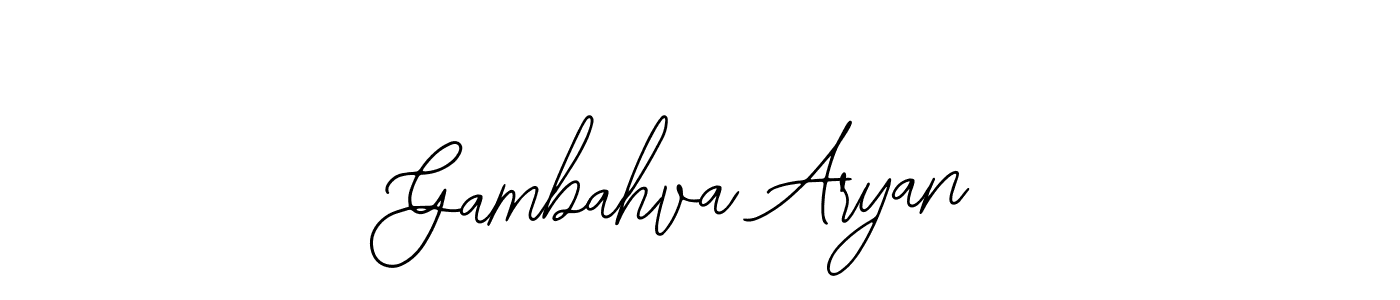 You should practise on your own different ways (Bearetta-2O07w) to write your name (Gambahva Aryan) in signature. don't let someone else do it for you. Gambahva Aryan signature style 12 images and pictures png