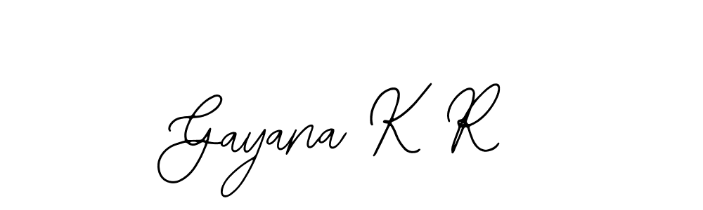 How to make Gayana K R name signature. Use Bearetta-2O07w style for creating short signs online. This is the latest handwritten sign. Gayana K R signature style 12 images and pictures png