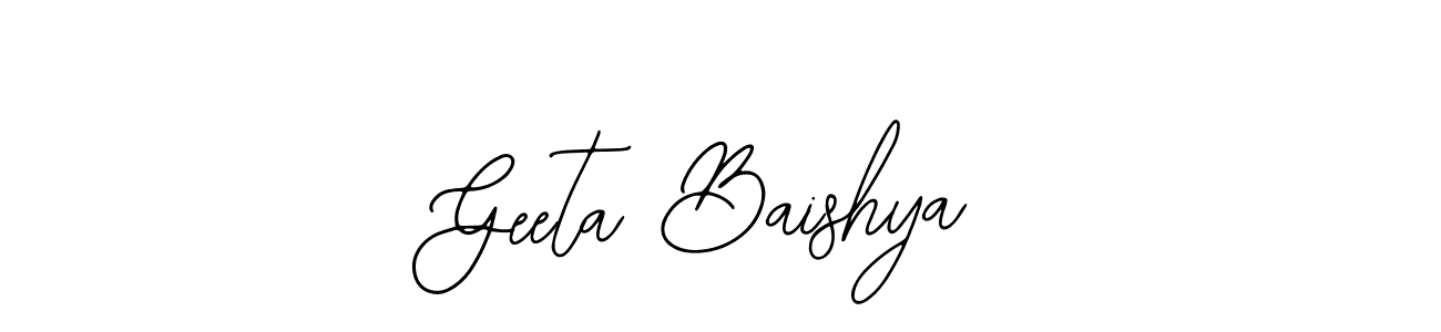 You should practise on your own different ways (Bearetta-2O07w) to write your name (Geeta Baishya) in signature. don't let someone else do it for you. Geeta Baishya signature style 12 images and pictures png