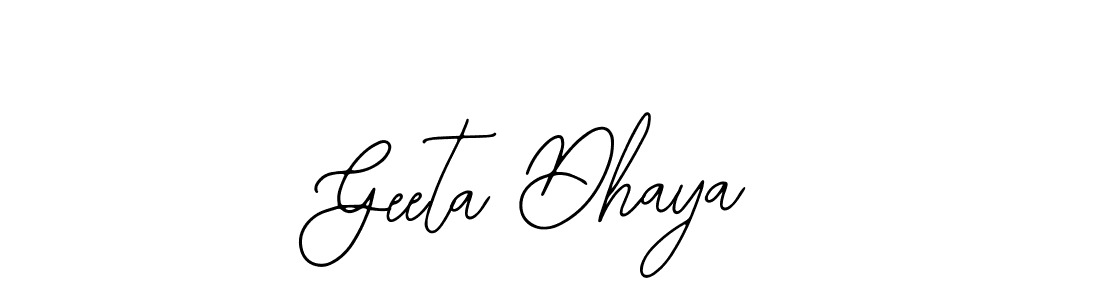 How to make Geeta Dhaya name signature. Use Bearetta-2O07w style for creating short signs online. This is the latest handwritten sign. Geeta Dhaya signature style 12 images and pictures png