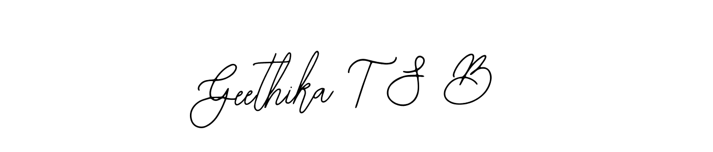 How to make Geethika T S B name signature. Use Bearetta-2O07w style for creating short signs online. This is the latest handwritten sign. Geethika T S B signature style 12 images and pictures png