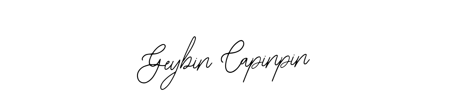 Similarly Bearetta-2O07w is the best handwritten signature design. Signature creator online .You can use it as an online autograph creator for name Geybin Capinpin. Geybin Capinpin signature style 12 images and pictures png