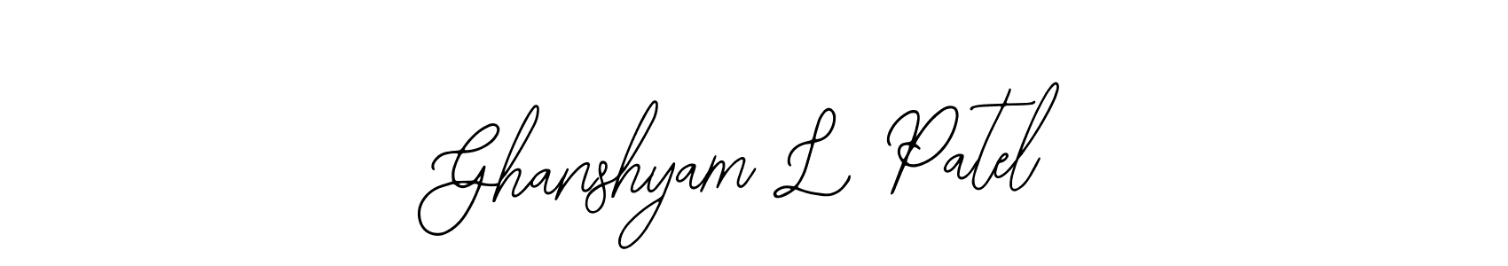 Design your own signature with our free online signature maker. With this signature software, you can create a handwritten (Bearetta-2O07w) signature for name Ghanshyam L Patel. Ghanshyam L Patel signature style 12 images and pictures png