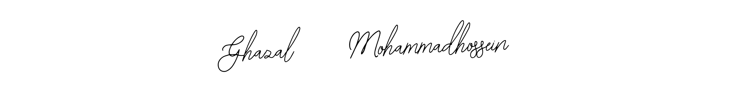 How to make Ghazal     Mohammadhossein name signature. Use Bearetta-2O07w style for creating short signs online. This is the latest handwritten sign. Ghazal     Mohammadhossein signature style 12 images and pictures png