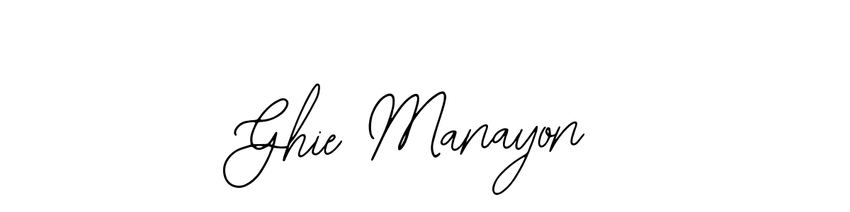 Design your own signature with our free online signature maker. With this signature software, you can create a handwritten (Bearetta-2O07w) signature for name Ghie Manayon. Ghie Manayon signature style 12 images and pictures png
