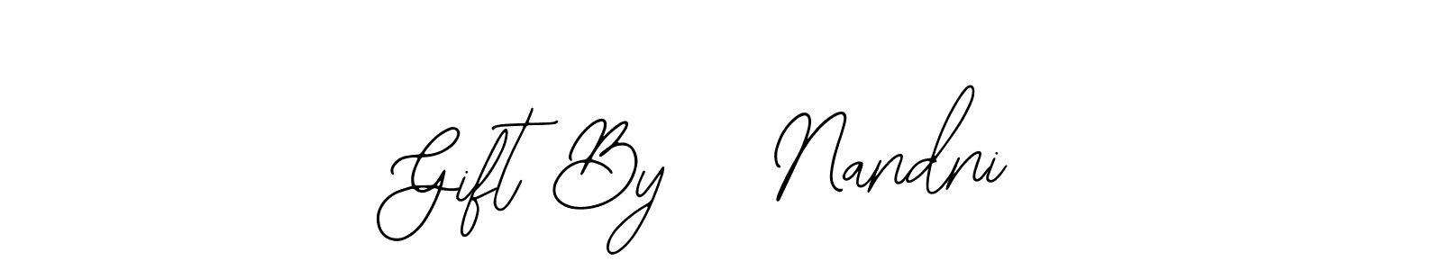 Also You can easily find your signature by using the search form. We will create Gift By   Nandni name handwritten signature images for you free of cost using Bearetta-2O07w sign style. Gift By   Nandni signature style 12 images and pictures png