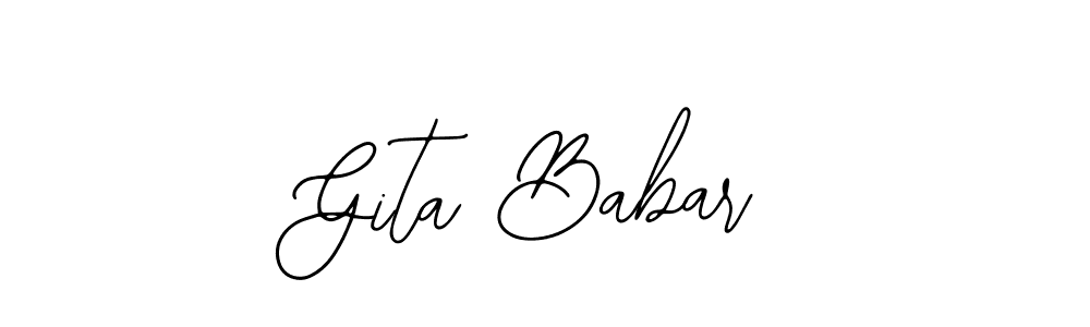 Bearetta-2O07w is a professional signature style that is perfect for those who want to add a touch of class to their signature. It is also a great choice for those who want to make their signature more unique. Get Gita Babar name to fancy signature for free. Gita Babar signature style 12 images and pictures png