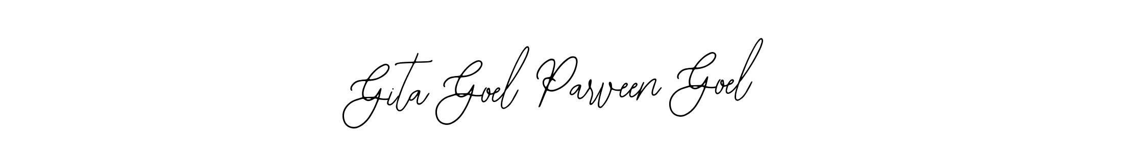 Use a signature maker to create a handwritten signature online. With this signature software, you can design (Bearetta-2O07w) your own signature for name Gita Goel Parveen Goel. Gita Goel Parveen Goel signature style 12 images and pictures png