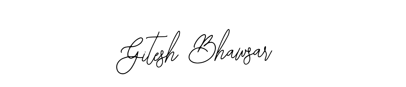 The best way (Bearetta-2O07w) to make a short signature is to pick only two or three words in your name. The name Gitesh Bhawsar include a total of six letters. For converting this name. Gitesh Bhawsar signature style 12 images and pictures png