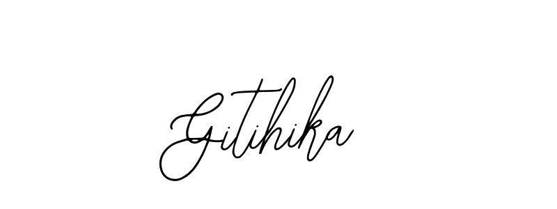 Design your own signature with our free online signature maker. With this signature software, you can create a handwritten (Bearetta-2O07w) signature for name Gitihika. Gitihika signature style 12 images and pictures png