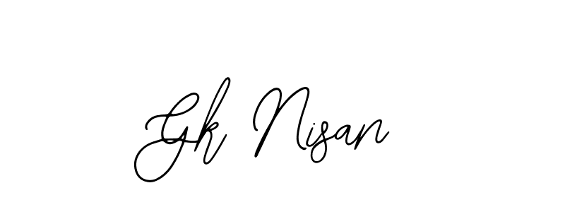 Bearetta-2O07w is a professional signature style that is perfect for those who want to add a touch of class to their signature. It is also a great choice for those who want to make their signature more unique. Get Gk Nisan name to fancy signature for free. Gk Nisan signature style 12 images and pictures png
