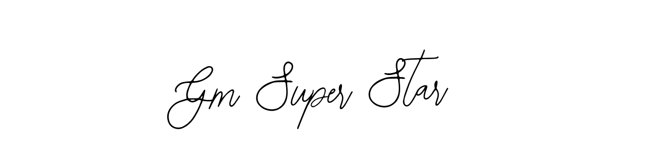 How to make Gm Super Star name signature. Use Bearetta-2O07w style for creating short signs online. This is the latest handwritten sign. Gm Super Star signature style 12 images and pictures png