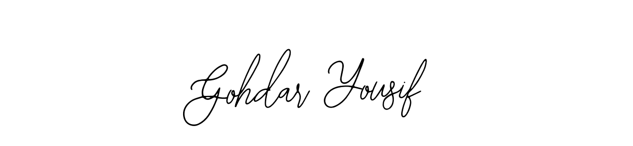 Similarly Bearetta-2O07w is the best handwritten signature design. Signature creator online .You can use it as an online autograph creator for name Gohdar Yousif. Gohdar Yousif signature style 12 images and pictures png