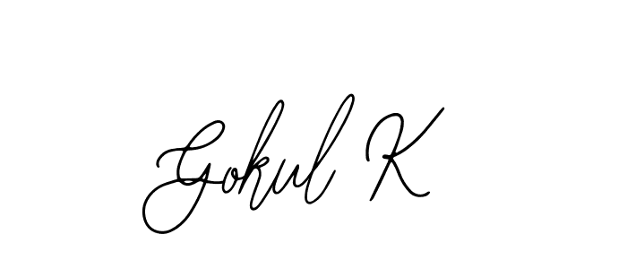 How to make Gokul K name signature. Use Bearetta-2O07w style for creating short signs online. This is the latest handwritten sign. Gokul K signature style 12 images and pictures png