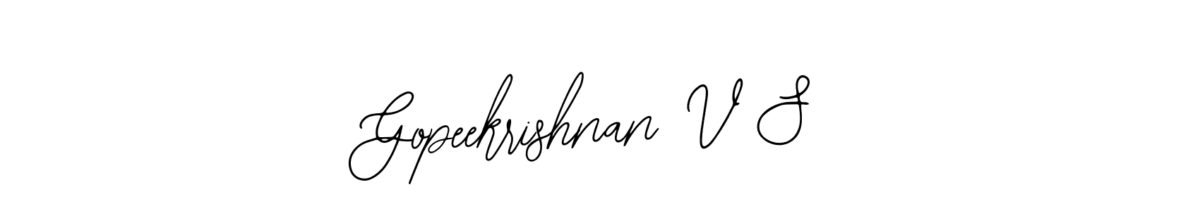 How to make Gopeekrishnan V S name signature. Use Bearetta-2O07w style for creating short signs online. This is the latest handwritten sign. Gopeekrishnan V S signature style 12 images and pictures png