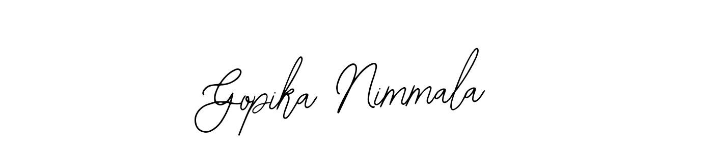 if you are searching for the best signature style for your name Gopika Nimmala. so please give up your signature search. here we have designed multiple signature styles  using Bearetta-2O07w. Gopika Nimmala signature style 12 images and pictures png