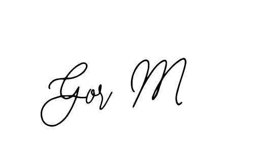 How to make Gor M name signature. Use Bearetta-2O07w style for creating short signs online. This is the latest handwritten sign. Gor M signature style 12 images and pictures png