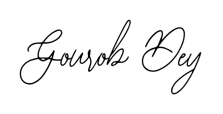 Create your official email sign-off with Gourob Dey name in Bearetta-2O07w style. Crisp, clean, and perfectly legible across all screens. Gourob Dey signature style 12 images and pictures png