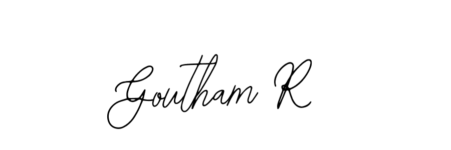 You should practise on your own different ways (Bearetta-2O07w) to write your name (Goutham R) in signature. don't let someone else do it for you. Goutham R signature style 12 images and pictures png