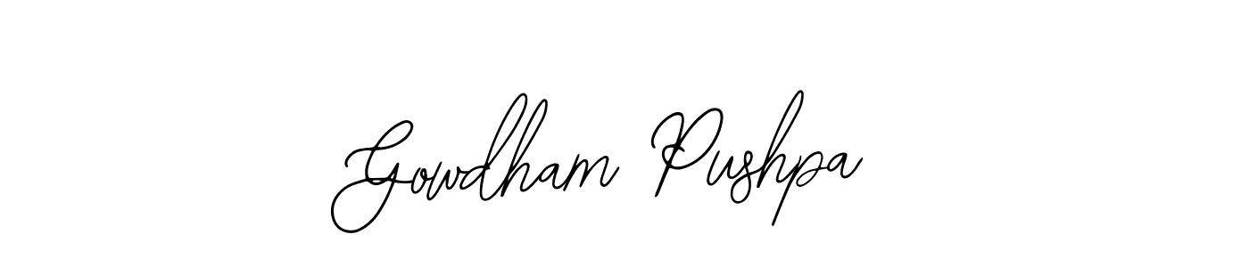 Similarly Bearetta-2O07w is the best handwritten signature design. Signature creator online .You can use it as an online autograph creator for name Gowdham Pushpa. Gowdham Pushpa signature style 12 images and pictures png