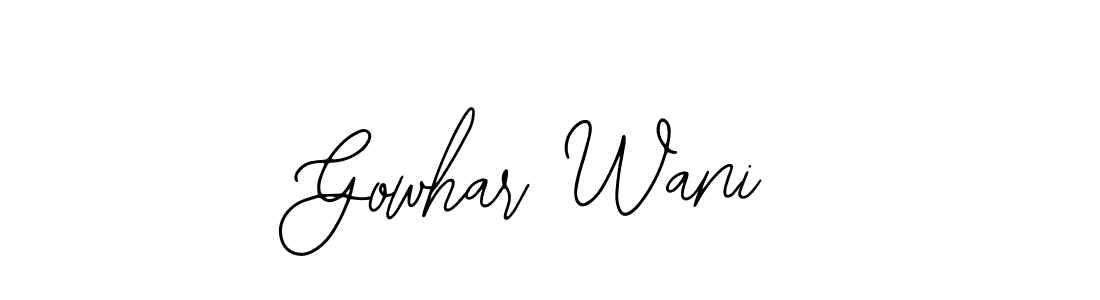 How to make Gowhar Wani name signature. Use Bearetta-2O07w style for creating short signs online. This is the latest handwritten sign. Gowhar Wani signature style 12 images and pictures png