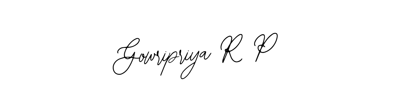 You should practise on your own different ways (Bearetta-2O07w) to write your name (Gowripriya R P) in signature. don't let someone else do it for you. Gowripriya R P signature style 12 images and pictures png