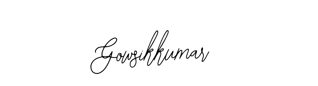 How to make Gowsikkumar name signature. Use Bearetta-2O07w style for creating short signs online. This is the latest handwritten sign. Gowsikkumar signature style 12 images and pictures png