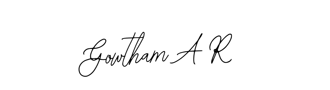 This is the best signature style for the Gowtham A R name. Also you like these signature font (Bearetta-2O07w). Mix name signature. Gowtham A R signature style 12 images and pictures png