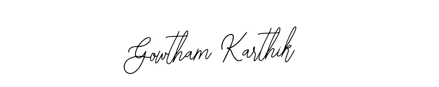 You should practise on your own different ways (Bearetta-2O07w) to write your name (Gowtham Karthik) in signature. don't let someone else do it for you. Gowtham Karthik signature style 12 images and pictures png