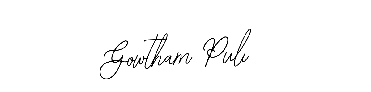 Design your own signature with our free online signature maker. With this signature software, you can create a handwritten (Bearetta-2O07w) signature for name Gowtham Puli. Gowtham Puli signature style 12 images and pictures png