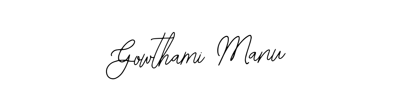 How to make Gowthami Manu name signature. Use Bearetta-2O07w style for creating short signs online. This is the latest handwritten sign. Gowthami Manu signature style 12 images and pictures png