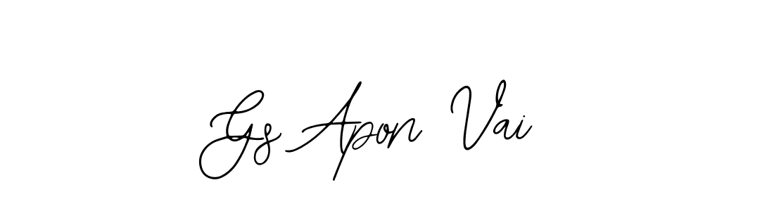 The best way (Bearetta-2O07w) to make a short signature is to pick only two or three words in your name. The name Gs Apon Vai include a total of six letters. For converting this name. Gs Apon Vai signature style 12 images and pictures png
