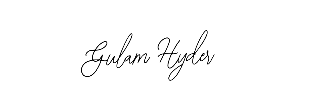 You should practise on your own different ways (Bearetta-2O07w) to write your name (Gulam Hyder) in signature. don't let someone else do it for you. Gulam Hyder signature style 12 images and pictures png