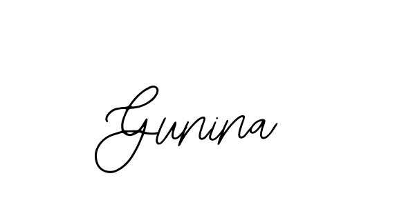 How to make Gunina name signature. Use Bearetta-2O07w style for creating short signs online. This is the latest handwritten sign. Gunina signature style 12 images and pictures png