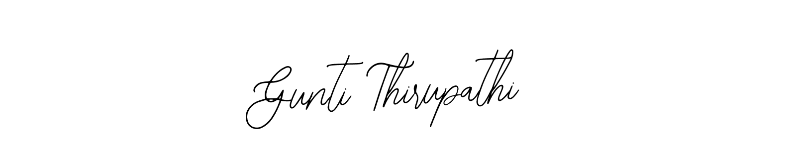 The best way (Bearetta-2O07w) to make a short signature is to pick only two or three words in your name. The name Gunti Thirupathi include a total of six letters. For converting this name. Gunti Thirupathi signature style 12 images and pictures png