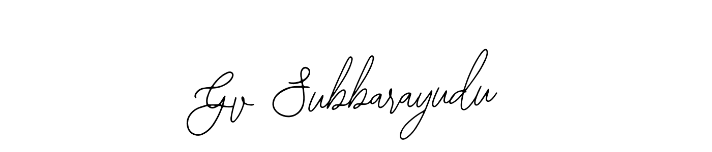 How to make Gv Subbarayudu name signature. Use Bearetta-2O07w style for creating short signs online. This is the latest handwritten sign. Gv Subbarayudu signature style 12 images and pictures png
