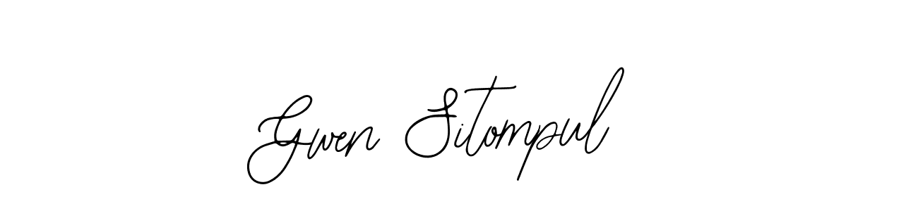 The best way (Bearetta-2O07w) to make a short signature is to pick only two or three words in your name. The name Gwen Sitompul include a total of six letters. For converting this name. Gwen Sitompul signature style 12 images and pictures png