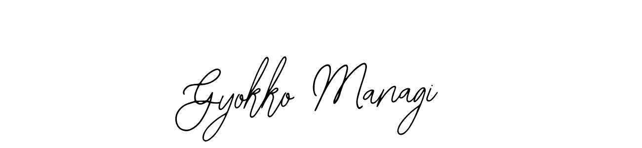 Bearetta-2O07w is a professional signature style that is perfect for those who want to add a touch of class to their signature. It is also a great choice for those who want to make their signature more unique. Get Gyokko Managi name to fancy signature for free. Gyokko Managi signature style 12 images and pictures png
